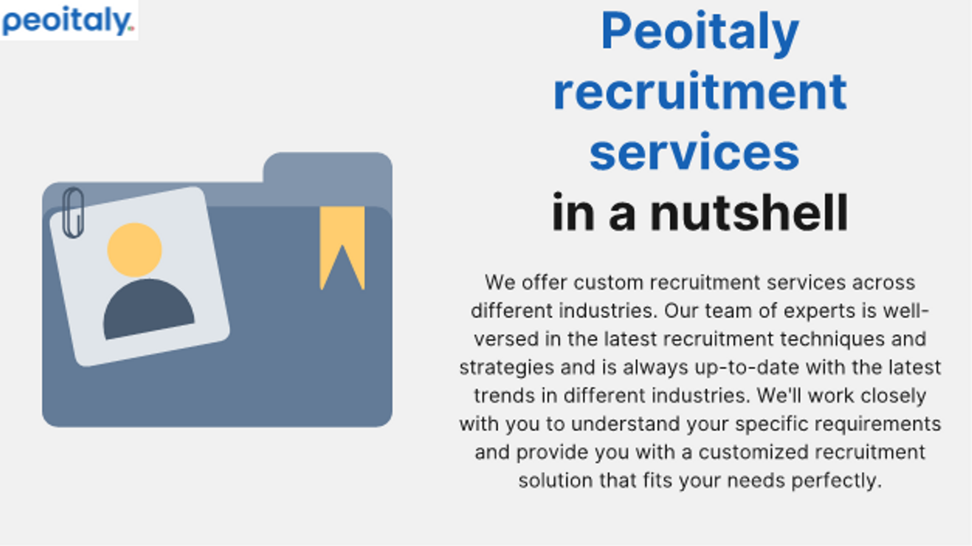 What recruitment services are offered by Peoitaly?